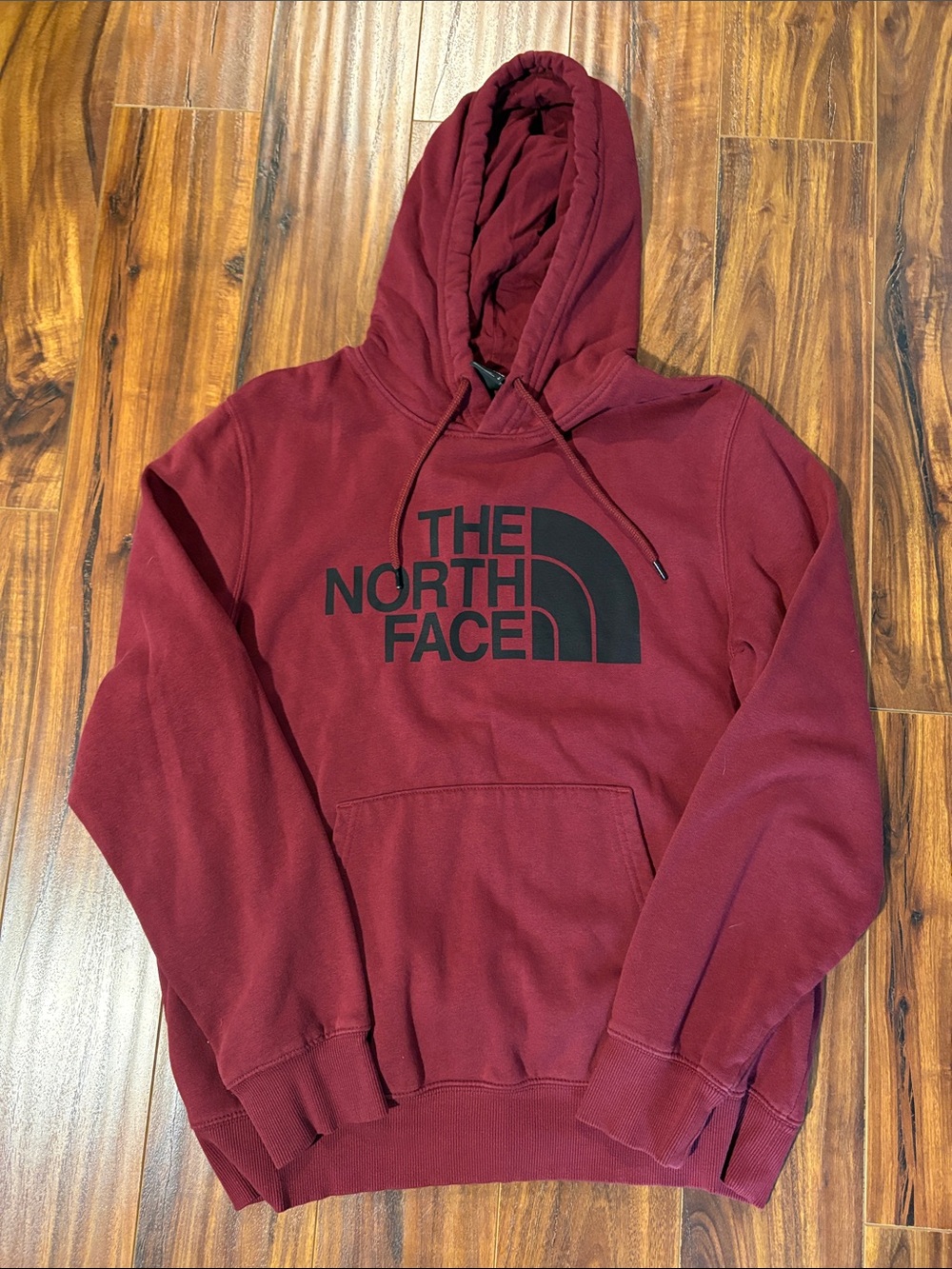 The North Face Men's Maroon Pullover Hoodie with Black Logo